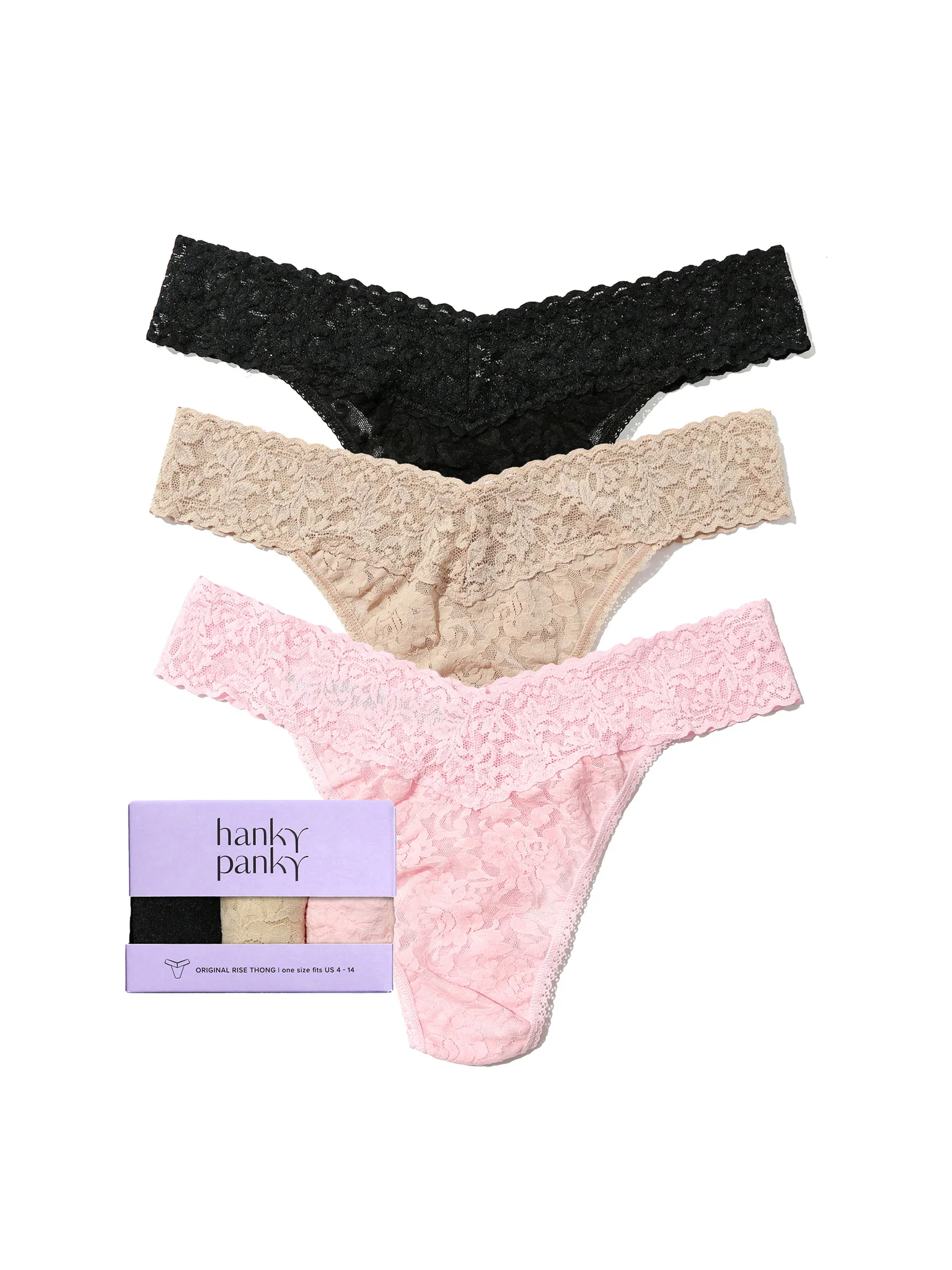 Basically Perfect 3 Pack Signature Lace? Original Rise Thongs