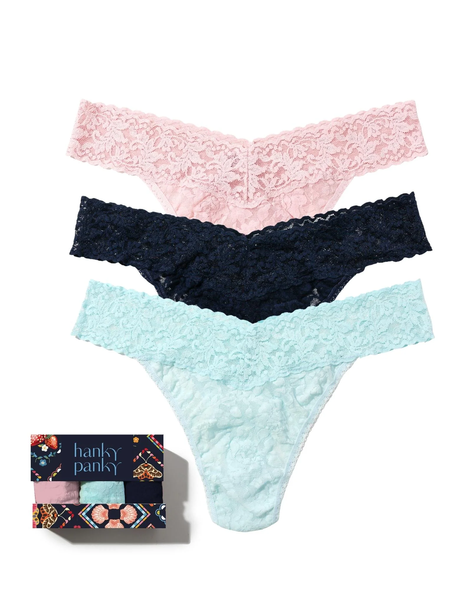 Mood Ring 3 Pack Signature Lace? Original Rise Thongs In Printed Box