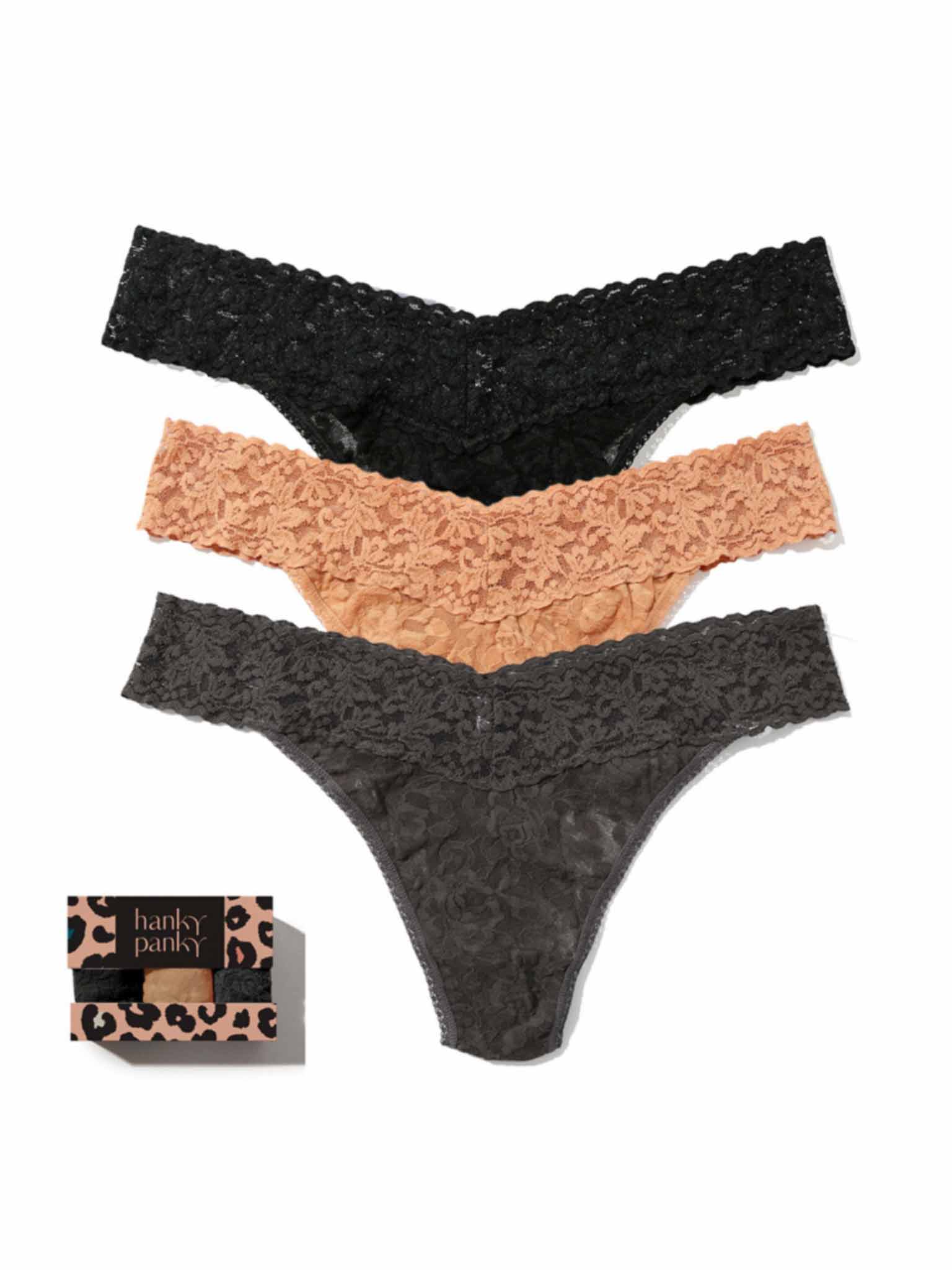 Animal Instinct 3 Pack Signature Lace? Original Rise Thongs