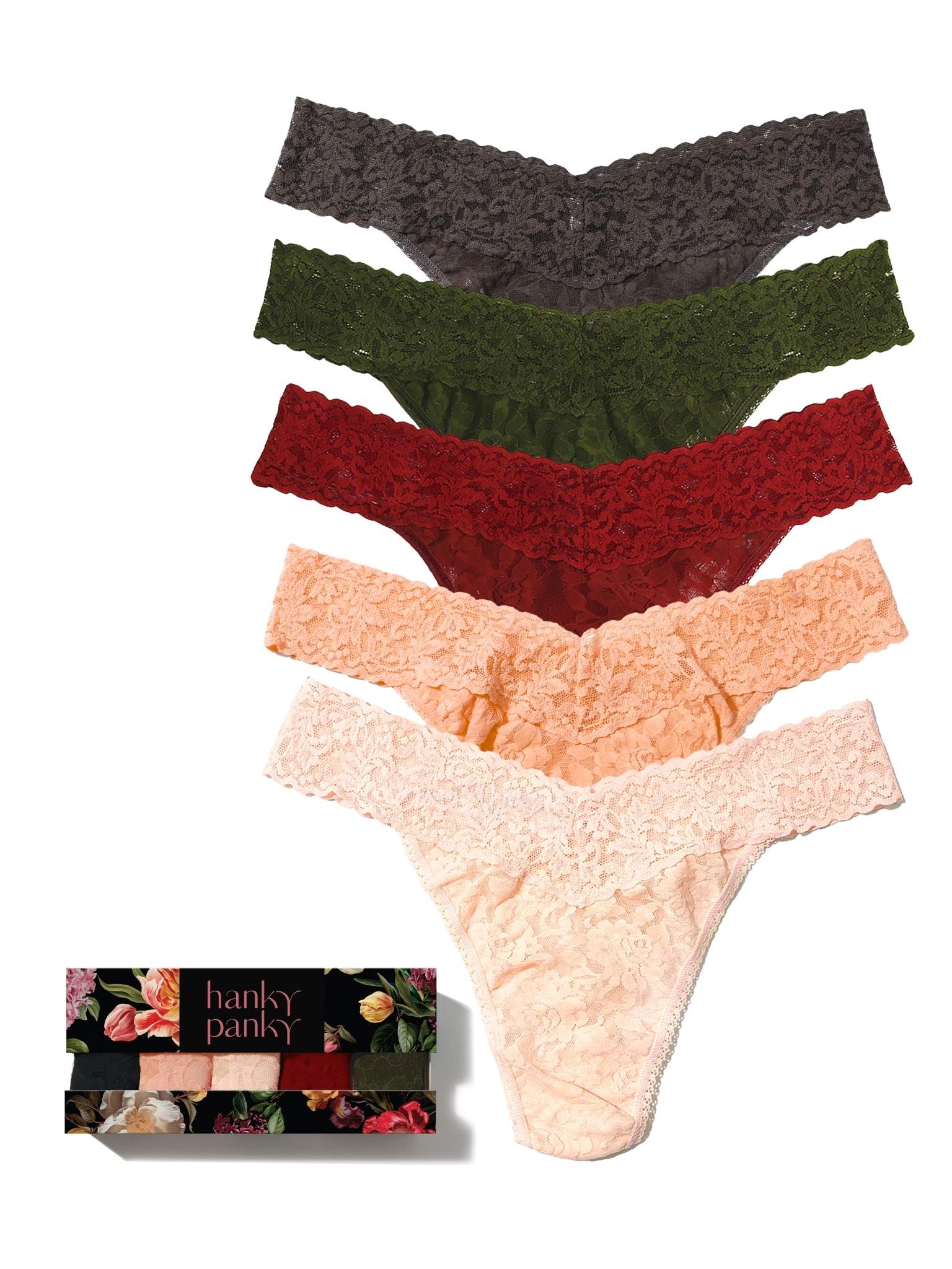 Golden Hour 5 Pack Signature Lace? Original Rise Thongs In Printed Box