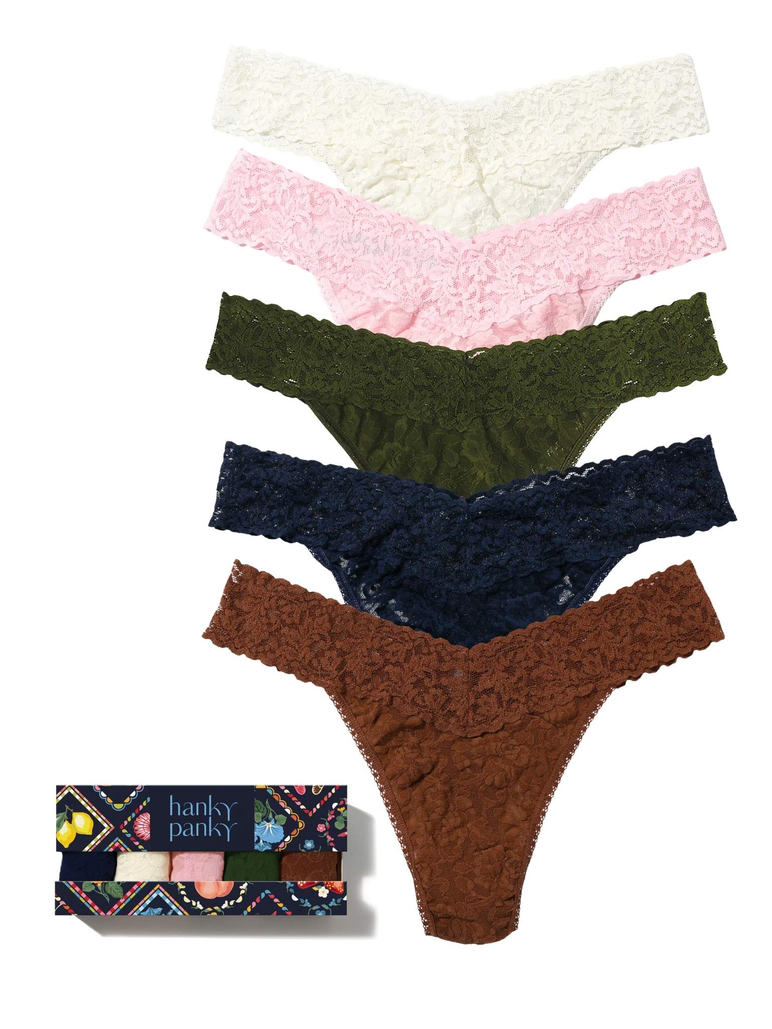 The Whole Drawer 5 Pack Signature Lace? Original Rise Thongs In Printed Box
