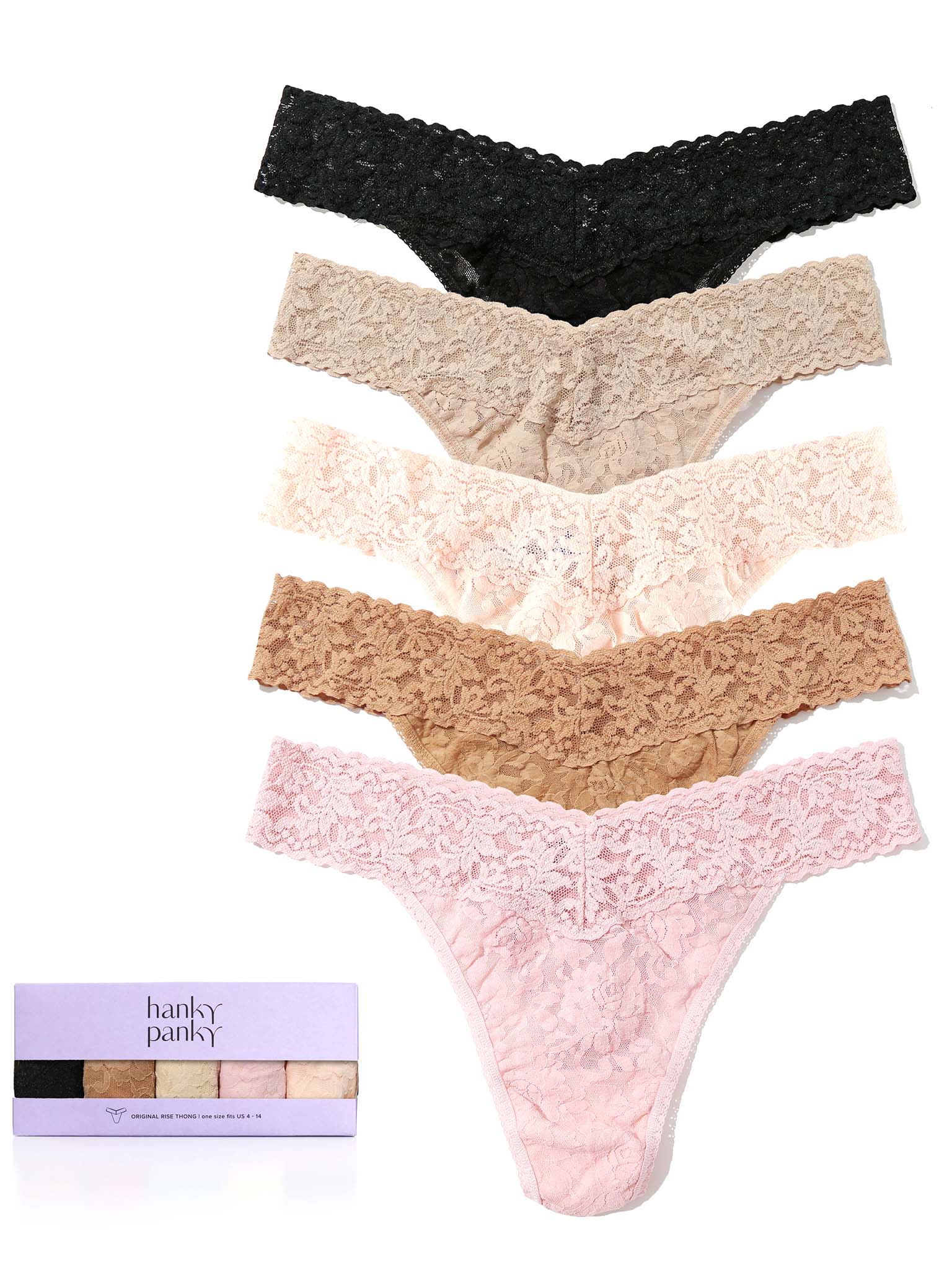 Birthday Suit 5 Pack Signature Lace? Low Rise Thongs