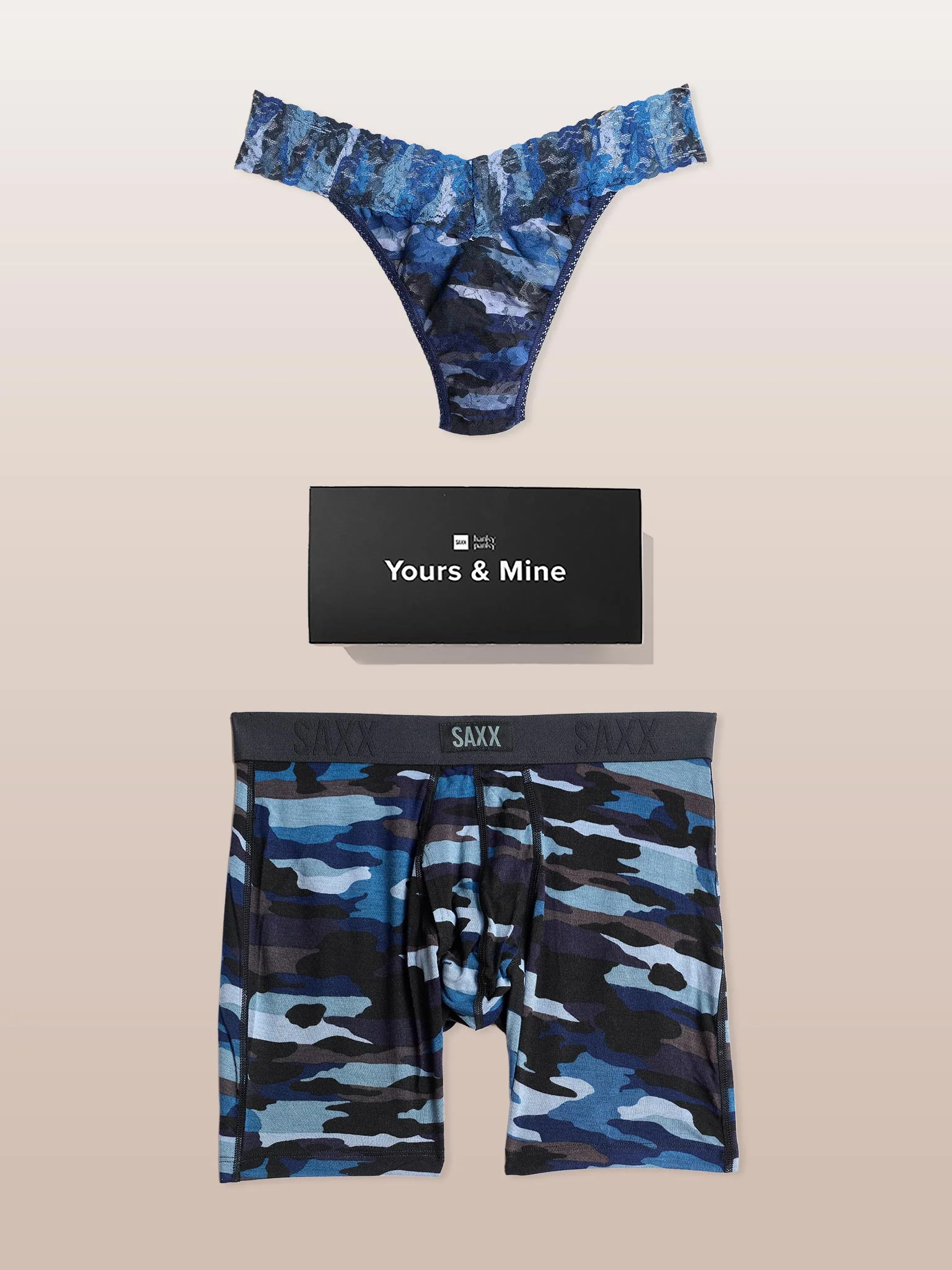Signature Lace? Original Rise Thong And Saxx Super Soft Vibe Boxer Brief Cloudbank Camo-Navy Sale