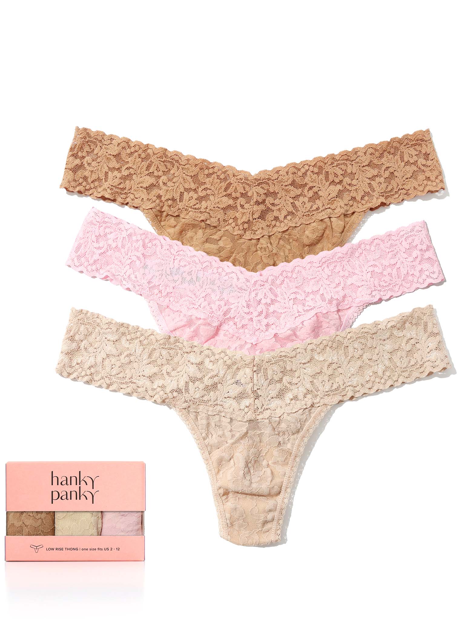 Sand Blush 3 Pack Signature Lace? Low Rise Thongs