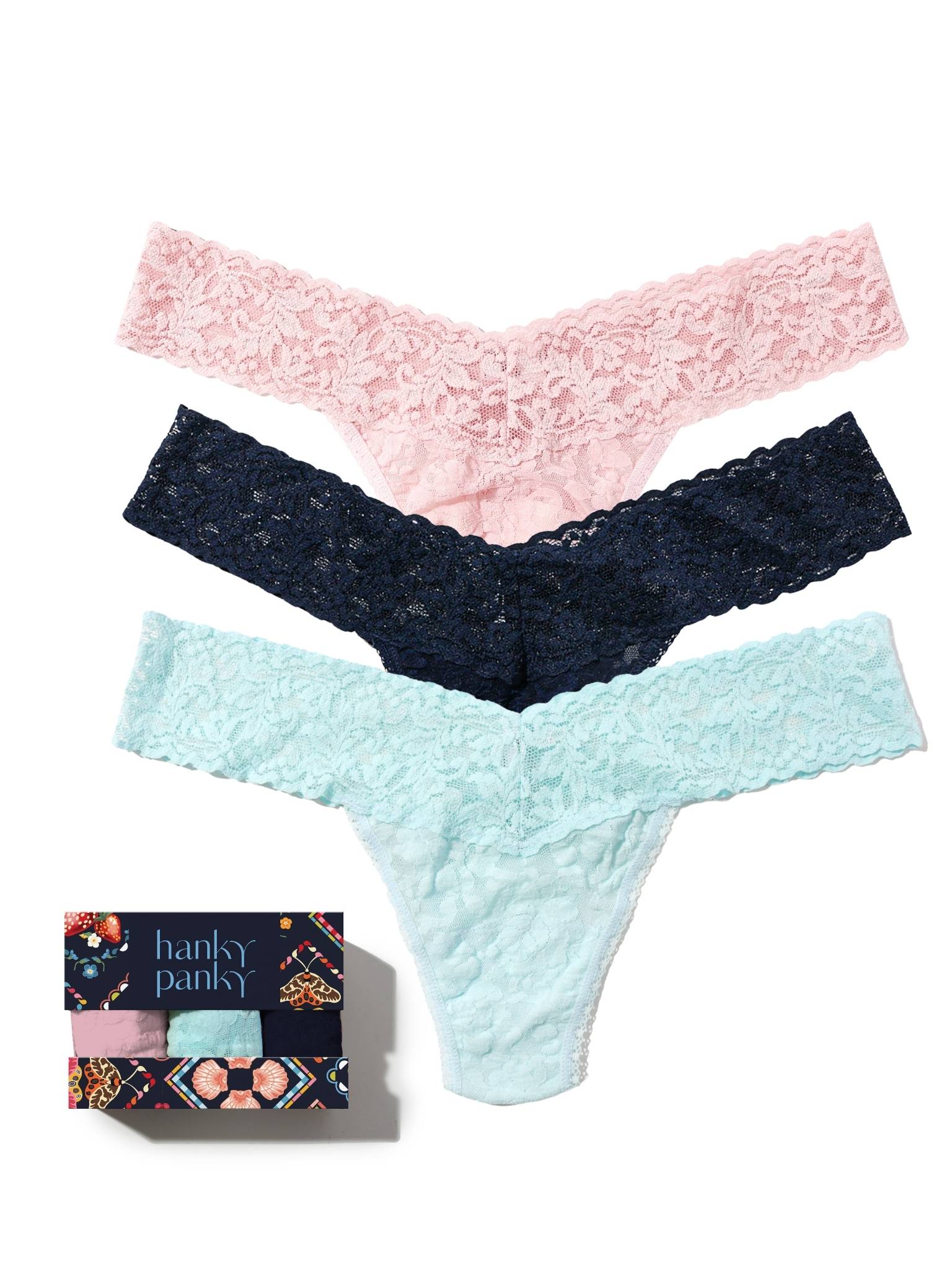 Mood Ring 3 Pack Signature Lace? Low Rise Thongs In Printed Box