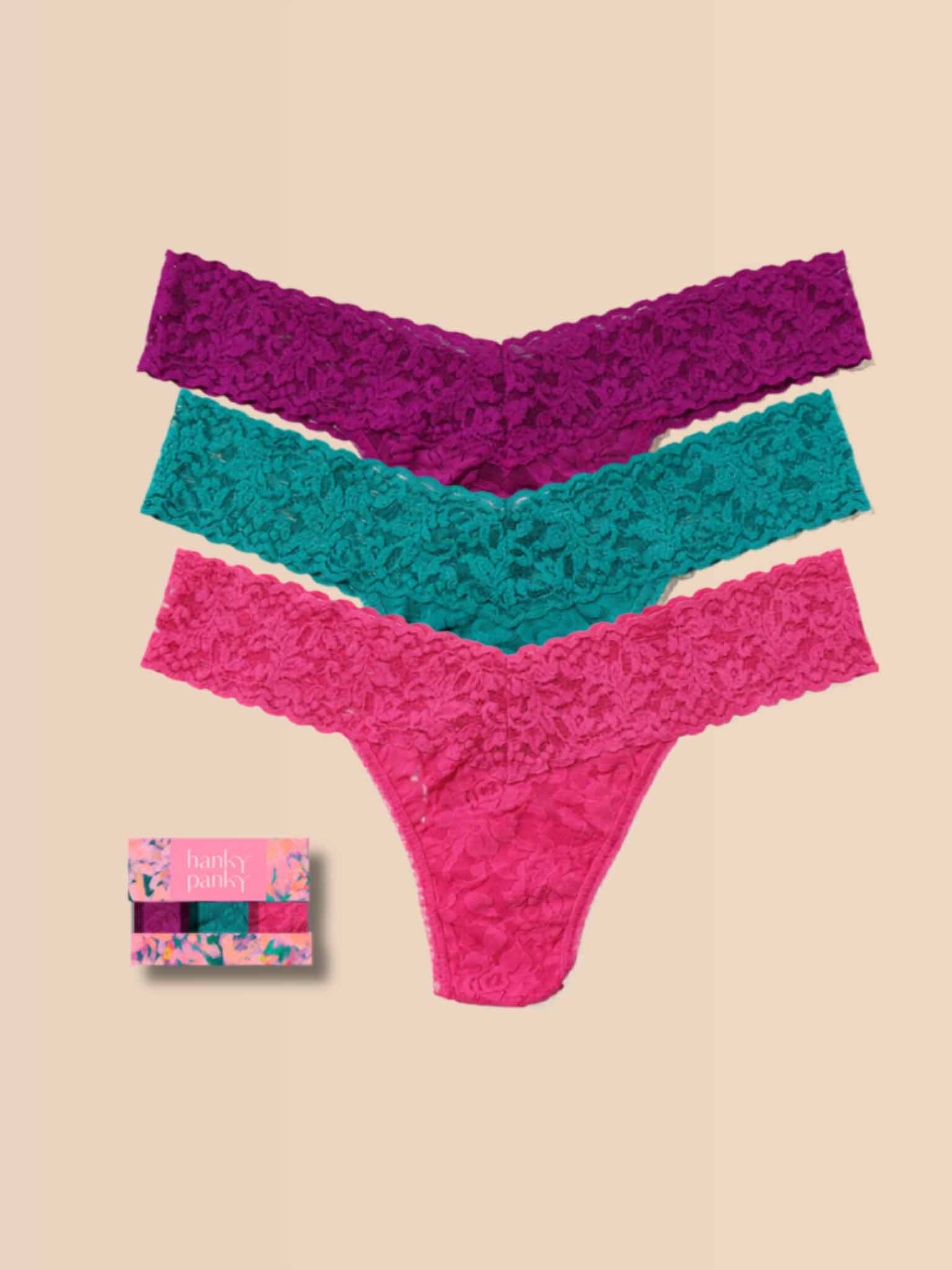Bold Bloom 3 Pack Signature Lace? Low Rise Thongs
