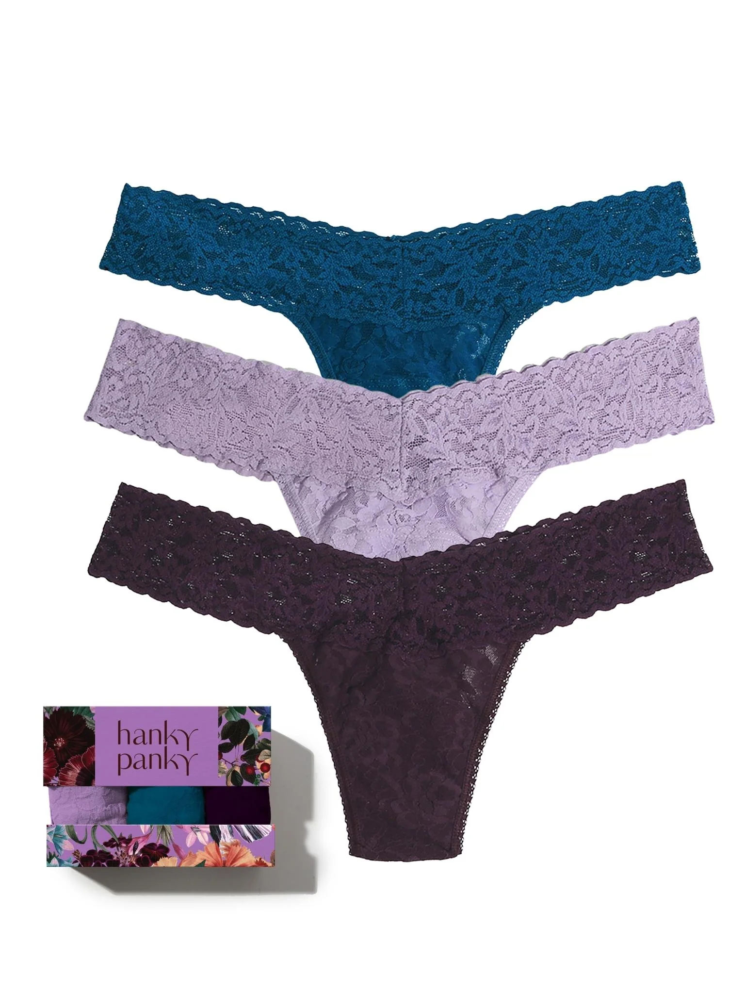 Jewel Box 3 Pack Signature Lace? Low Rise Thongs In Printed Box