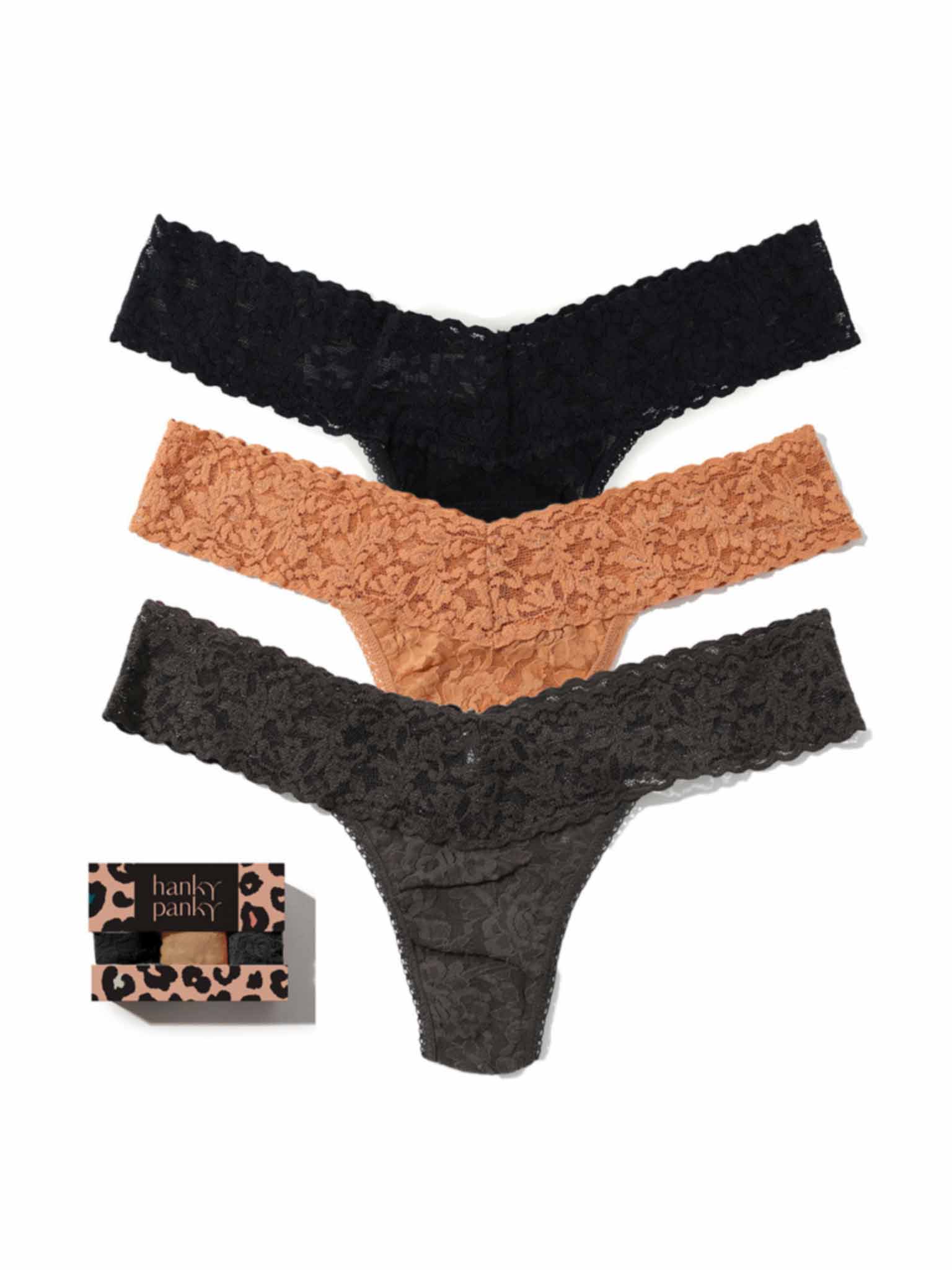 Animal Instinct 3 Pack Signature Lace? Low Rise Thongs