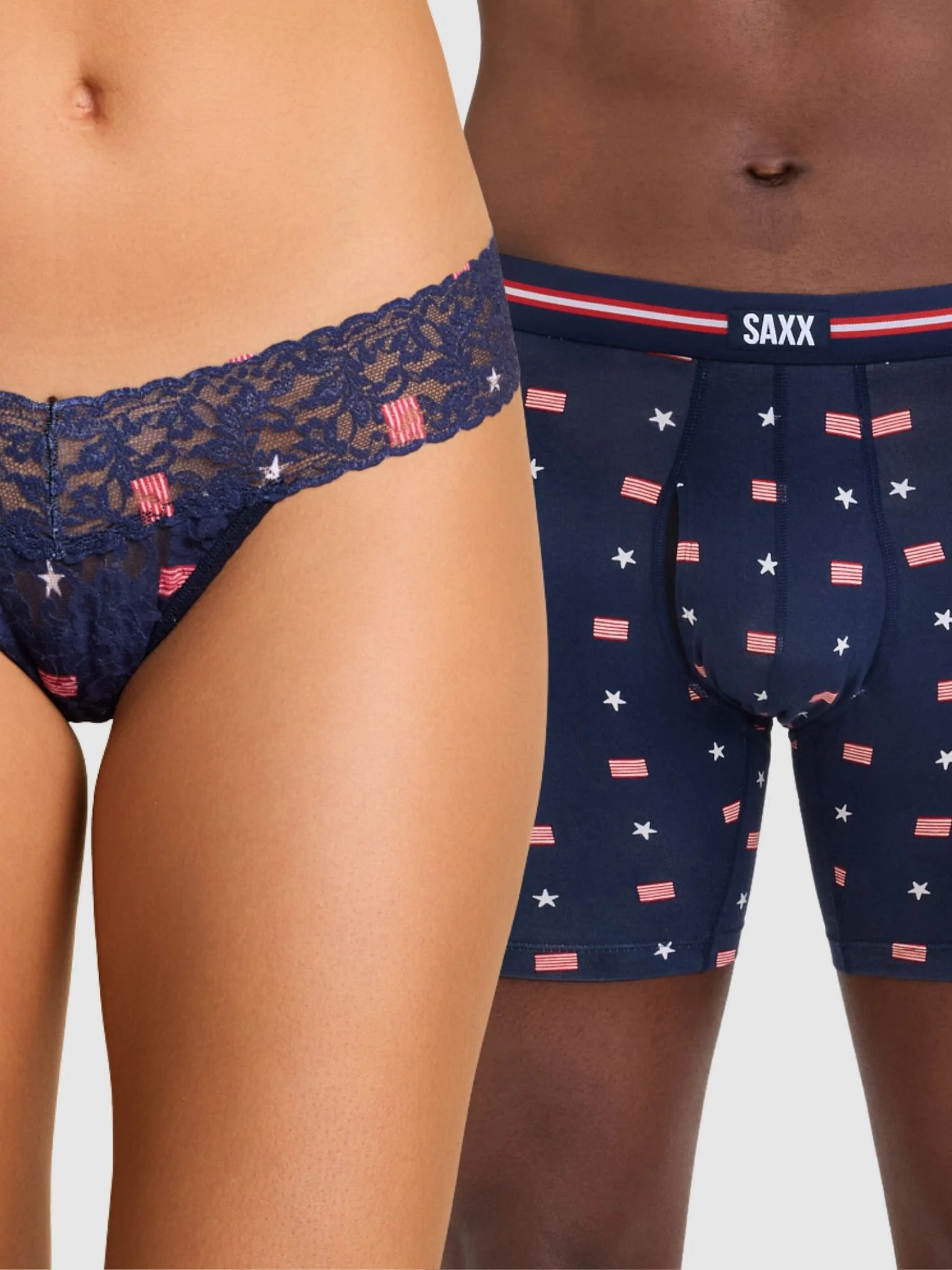 Signature Lace? Original Rise Thong And SAXX Super Soft Vibe Boxer Brief USA Signet-Maritime