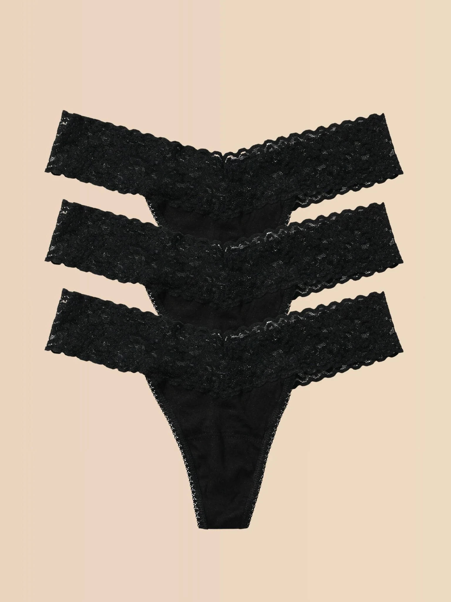 3 Pack DreamEase? Low Rise Thongs Black