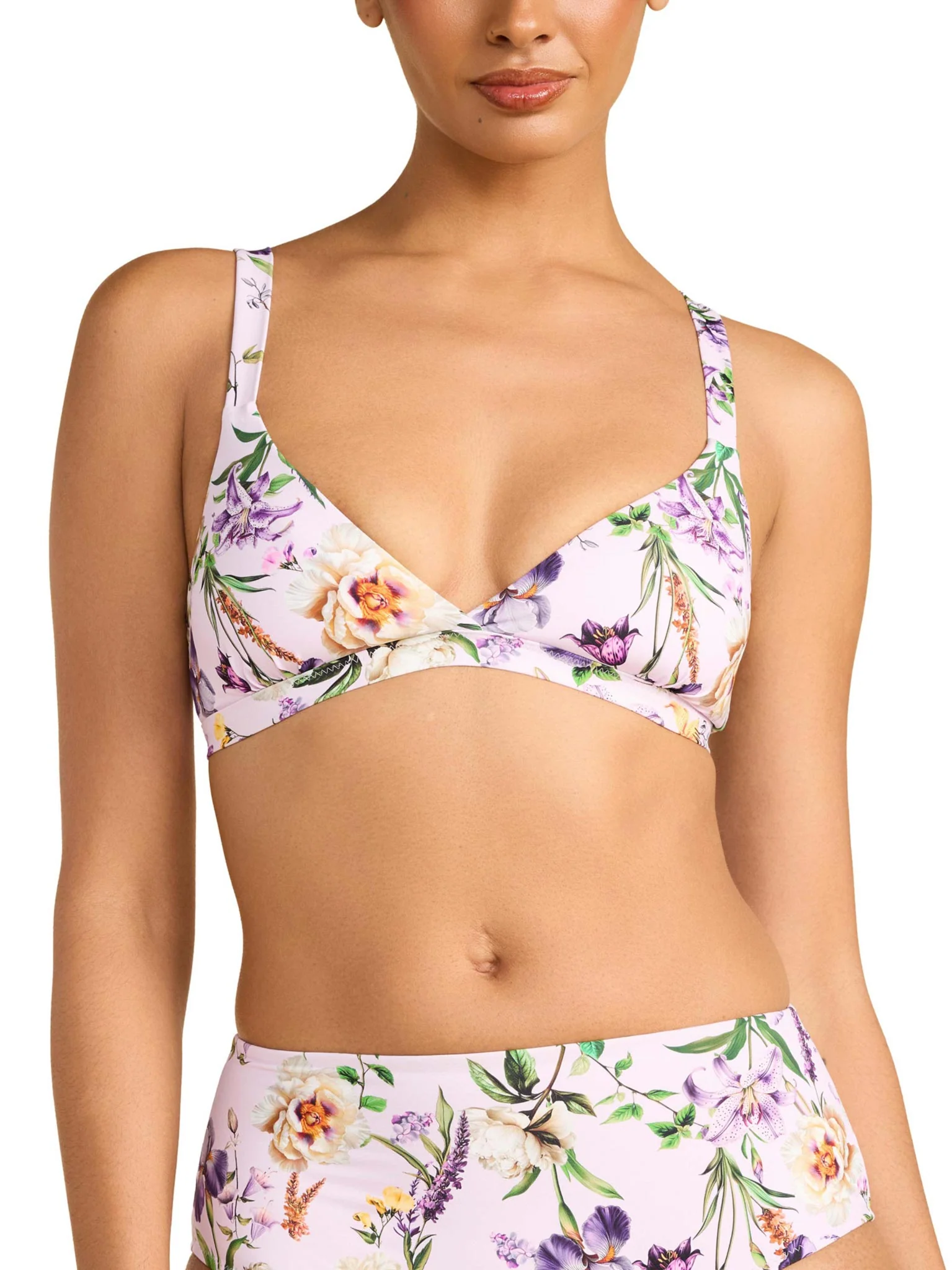 Swim Triangle Bralette Top Fawning Flora Purple Sale