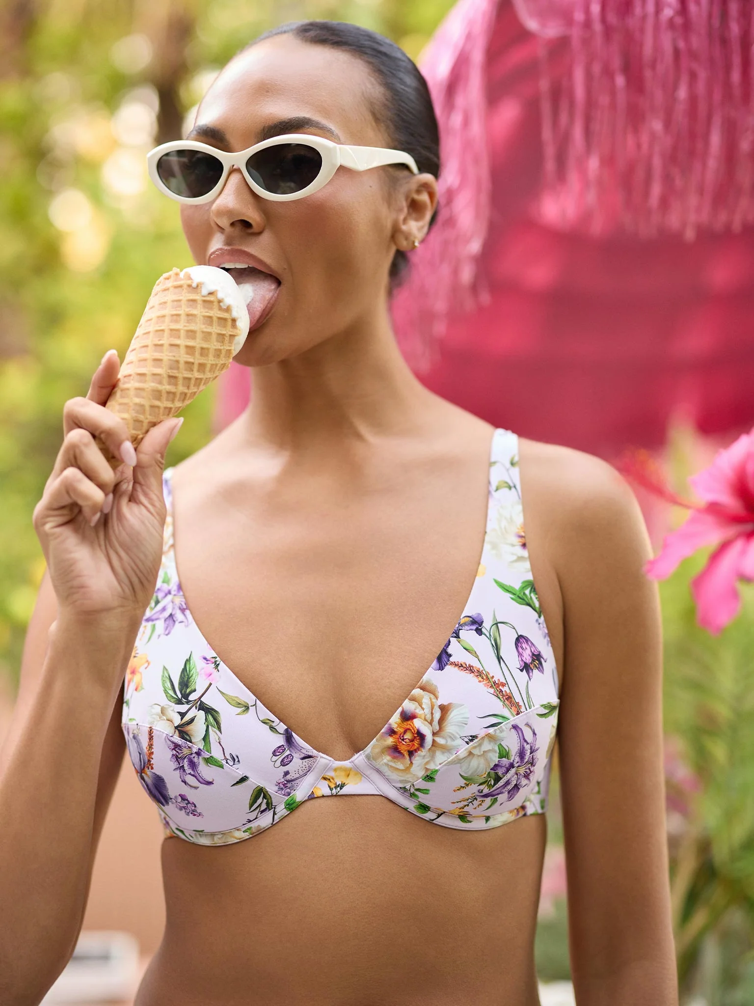 Underwire Swim Top Fawning Flora Purple Sale