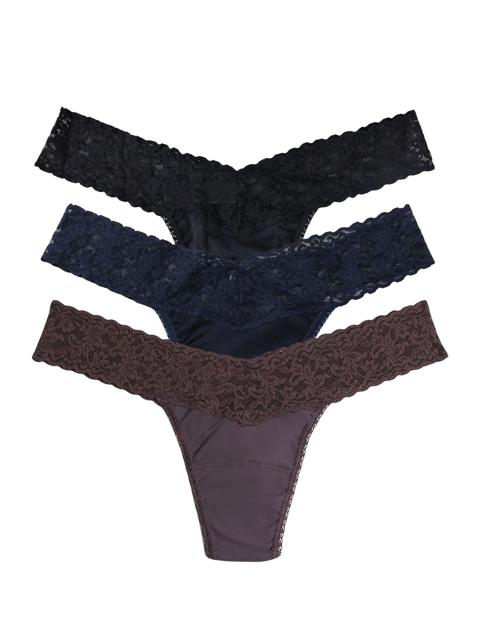 Moonrise Trip 3 Pack Supima? Cotton Low Rise Thongs With Lace