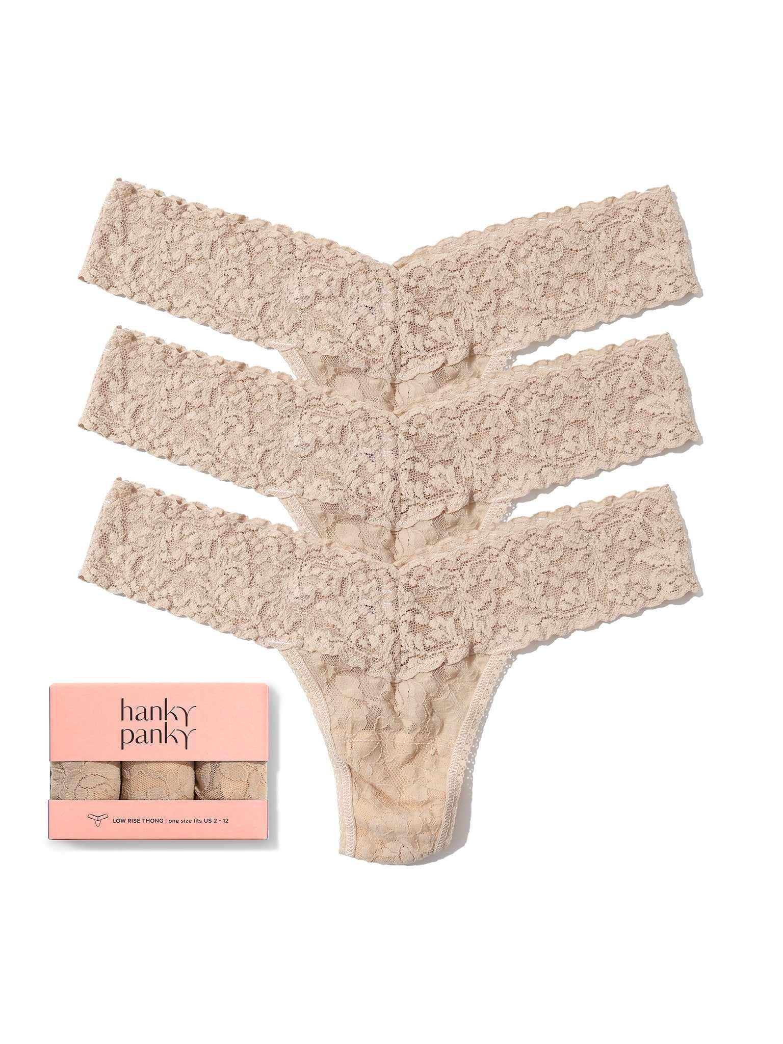 3 Pack Signature Lace? Low Rise Thongs Chai