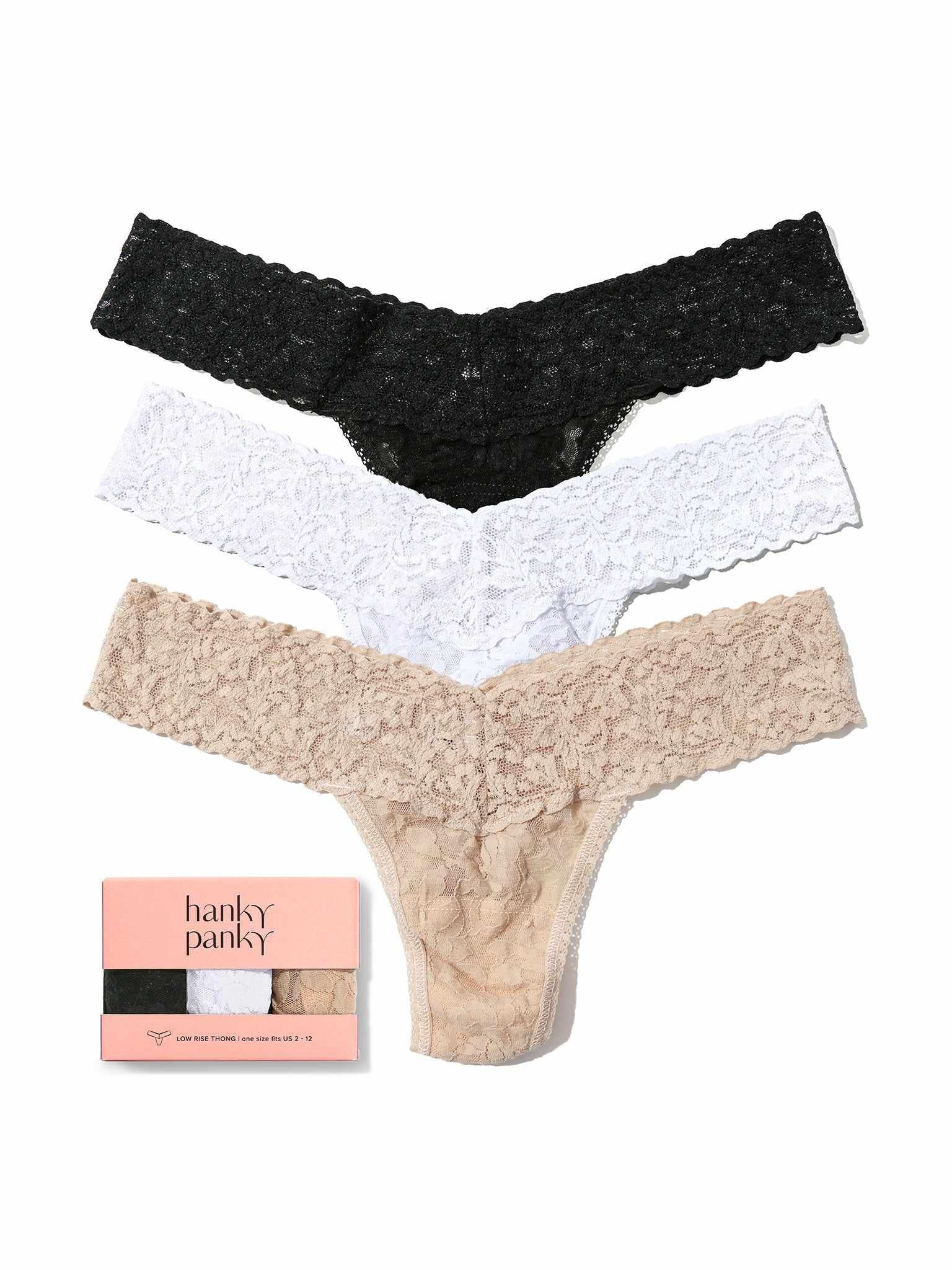Tr??s Chic 3 Pack Signature Lace? Low Rise Thongs