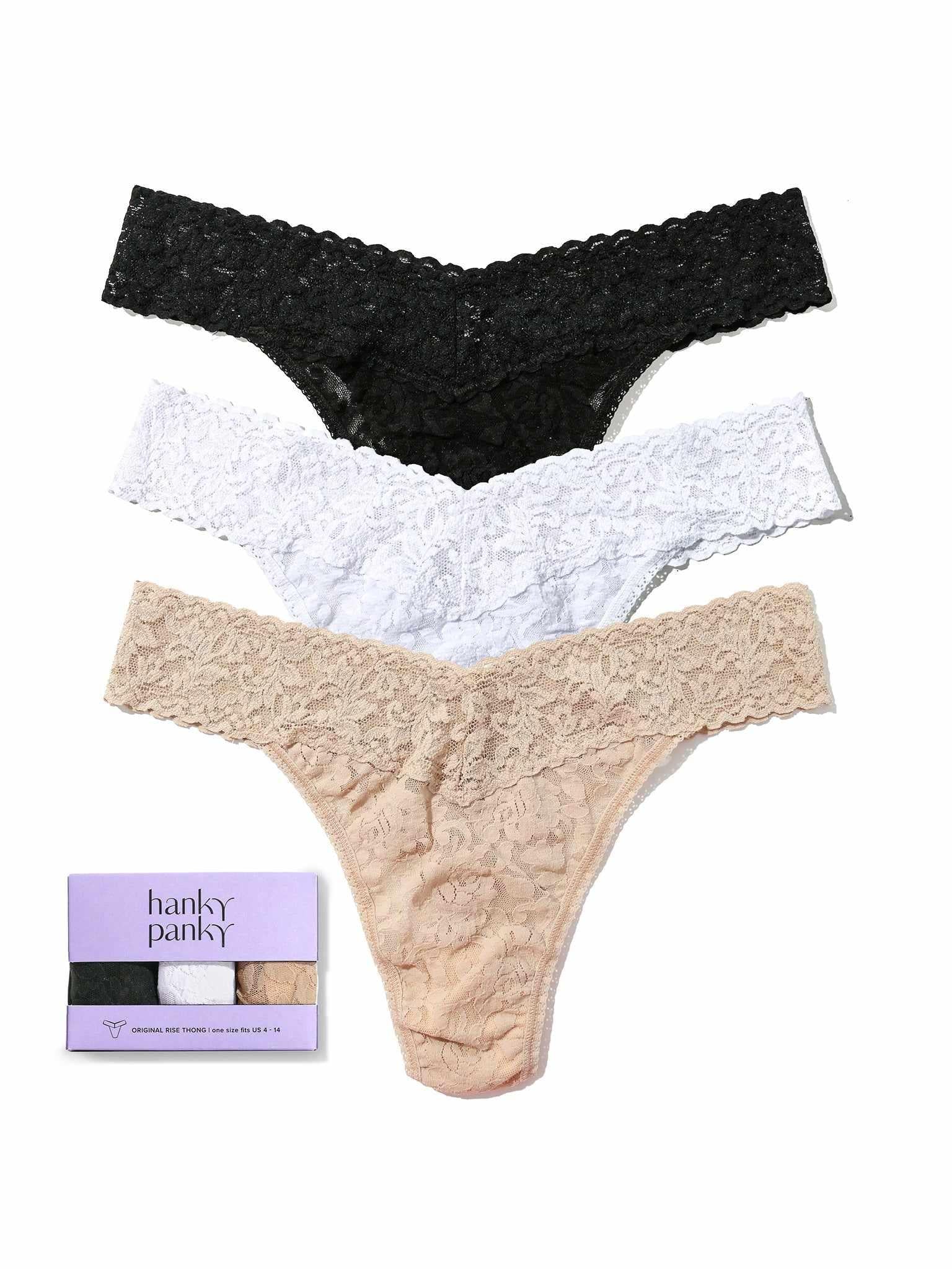 Tr??s Chic 3 Pack Signature Lace? Original Rise Thongs