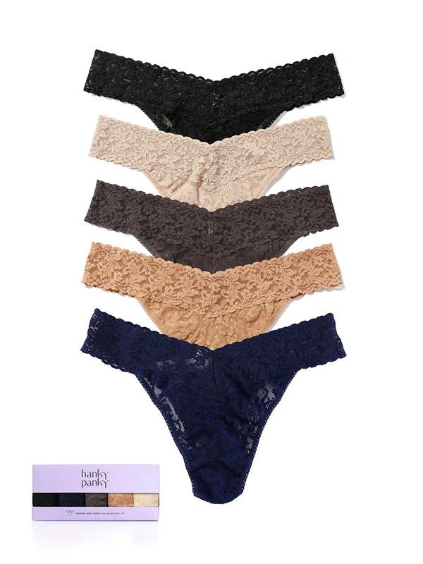 Basic Neutral Colors 5 Pack Signature Lace? Original Rise Thongs