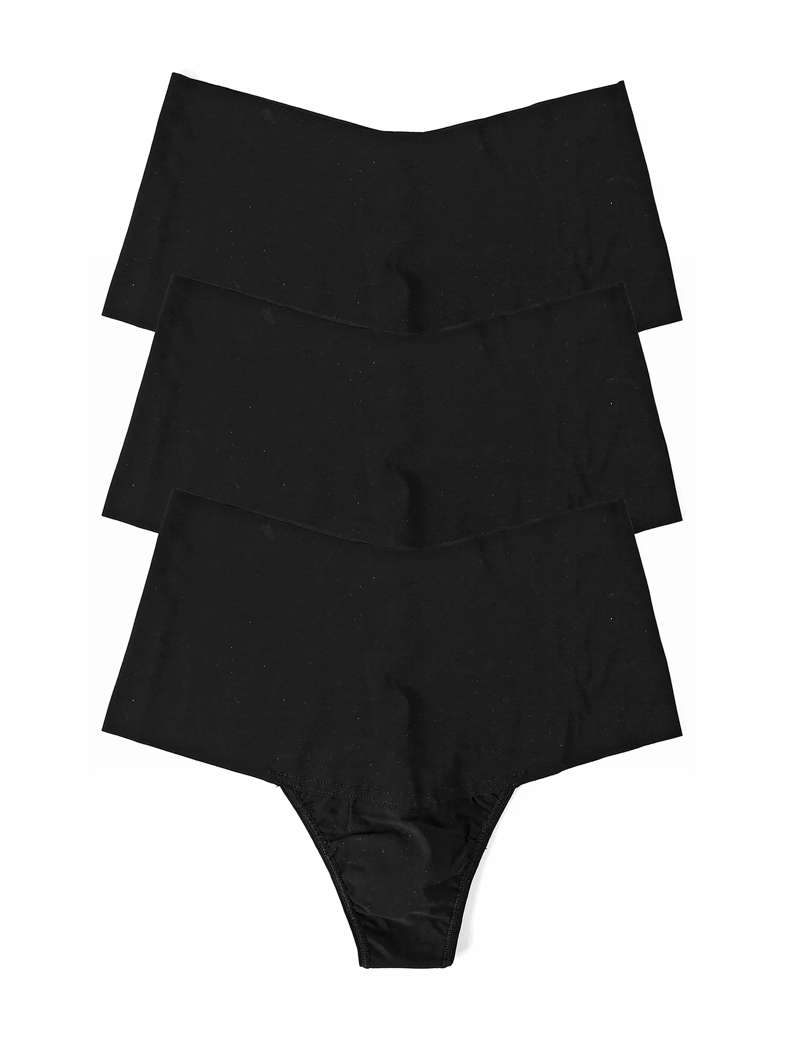 3 Pack BreatheSoft? High Rise Thongs Black