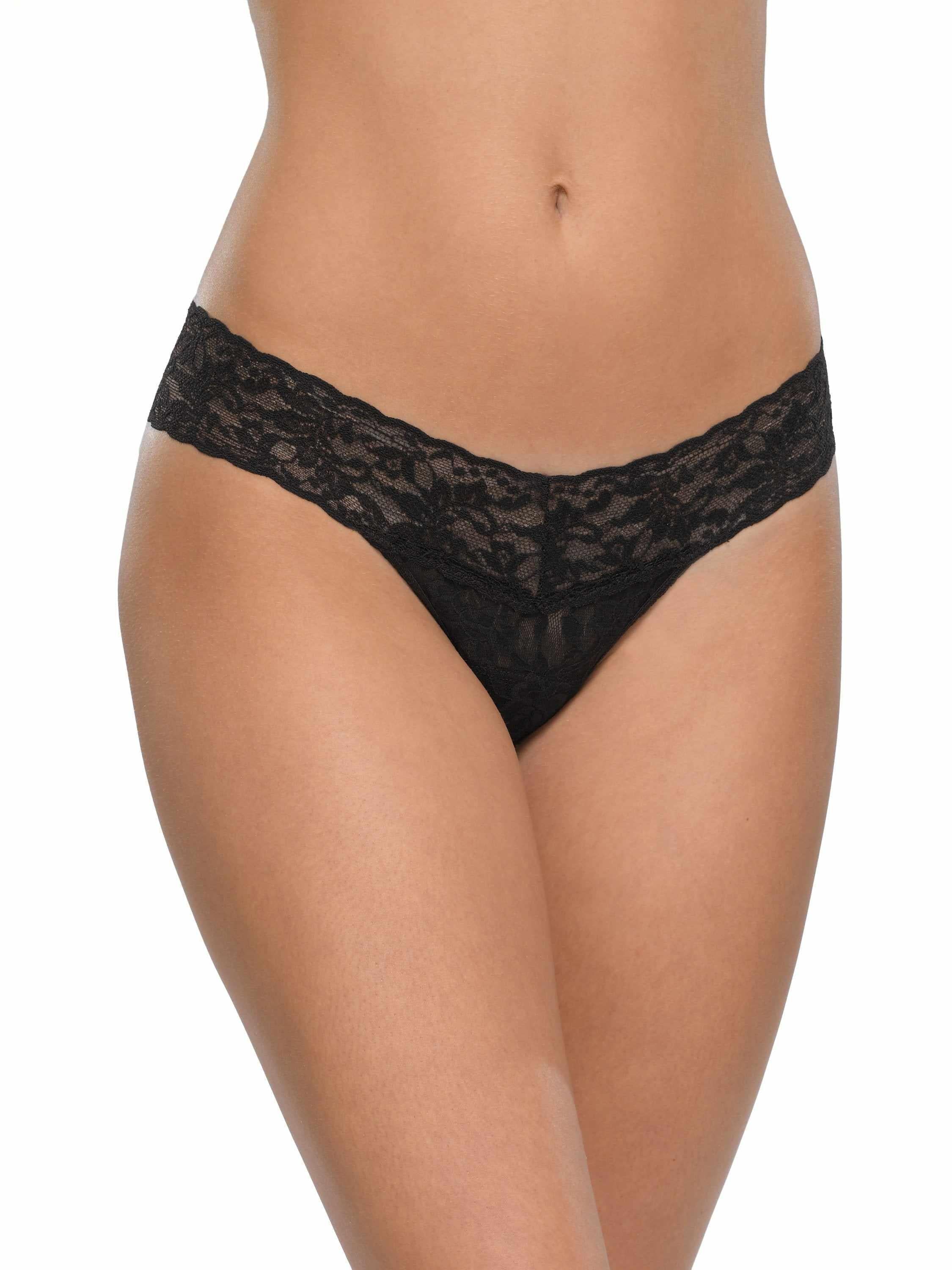 Petite Size Signature Lace? Low Rise Thong Black