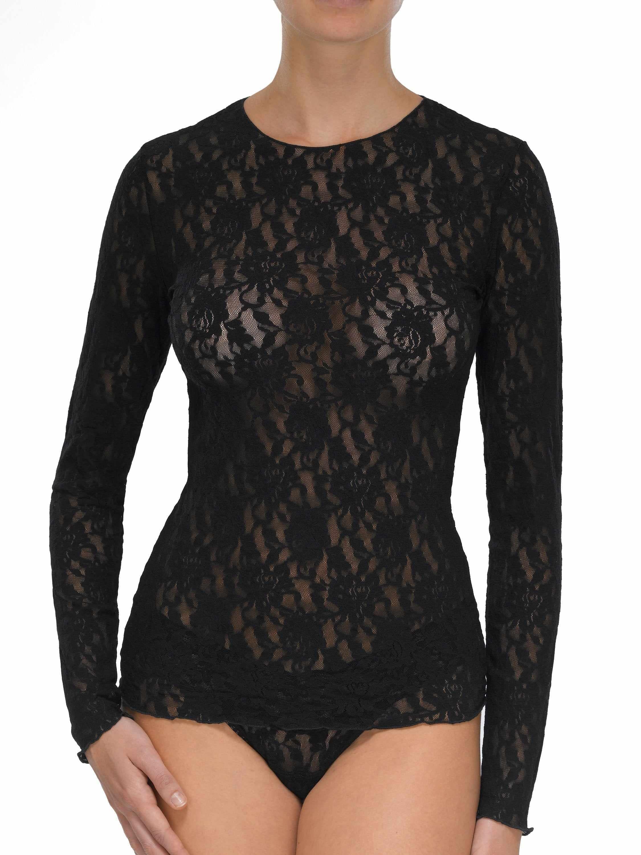 Signature Lace? Long Sleeve Top Black