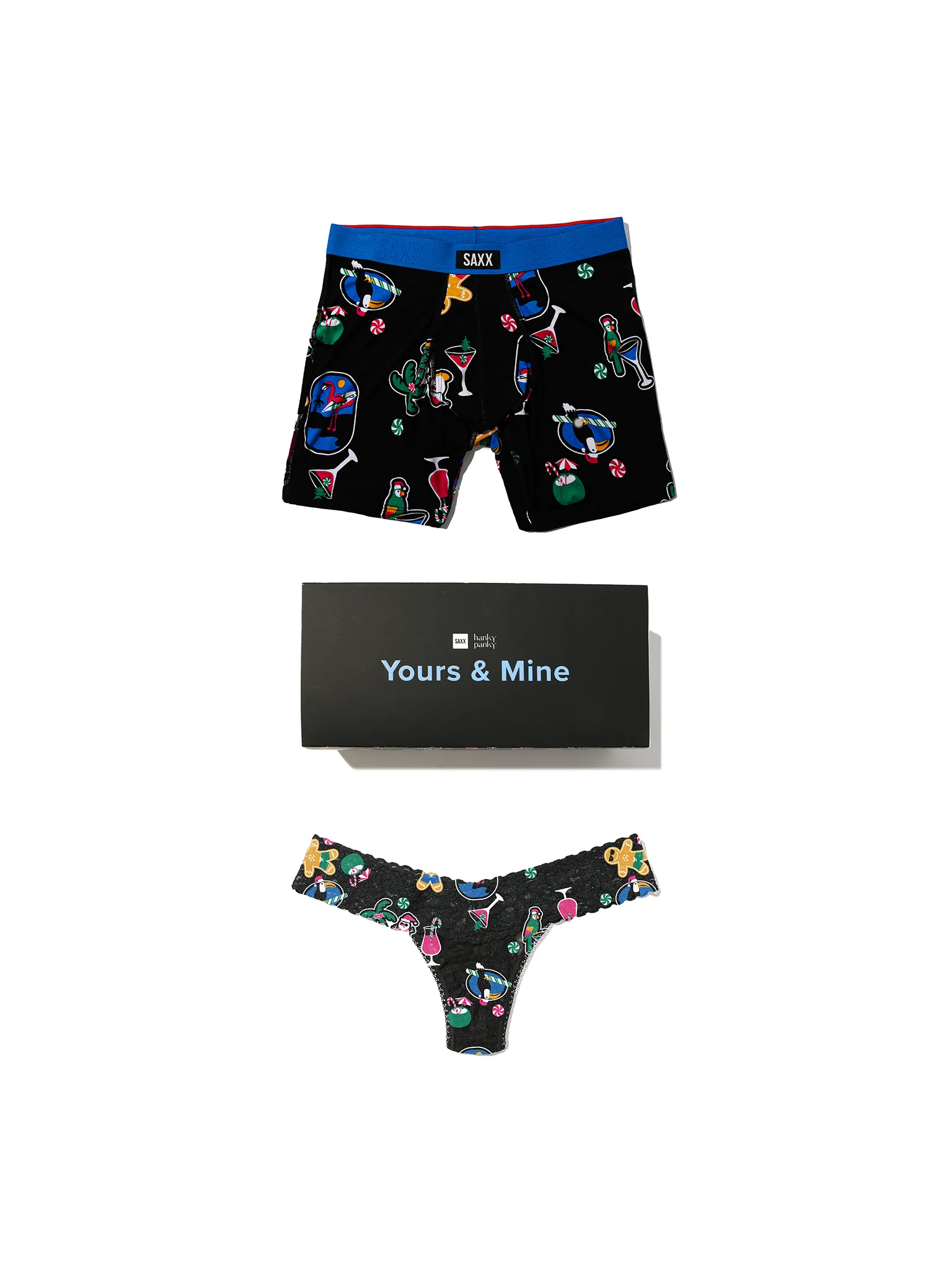 Signature Lace? Low Rise Thong And Saxx Super Soft Vibe Boxer Brief Island Holiday - Black Sale
