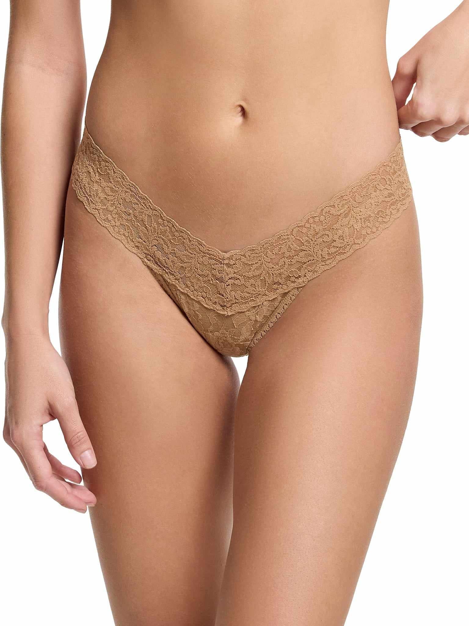 Signature Lace? Low Rise Thong Sun Tan