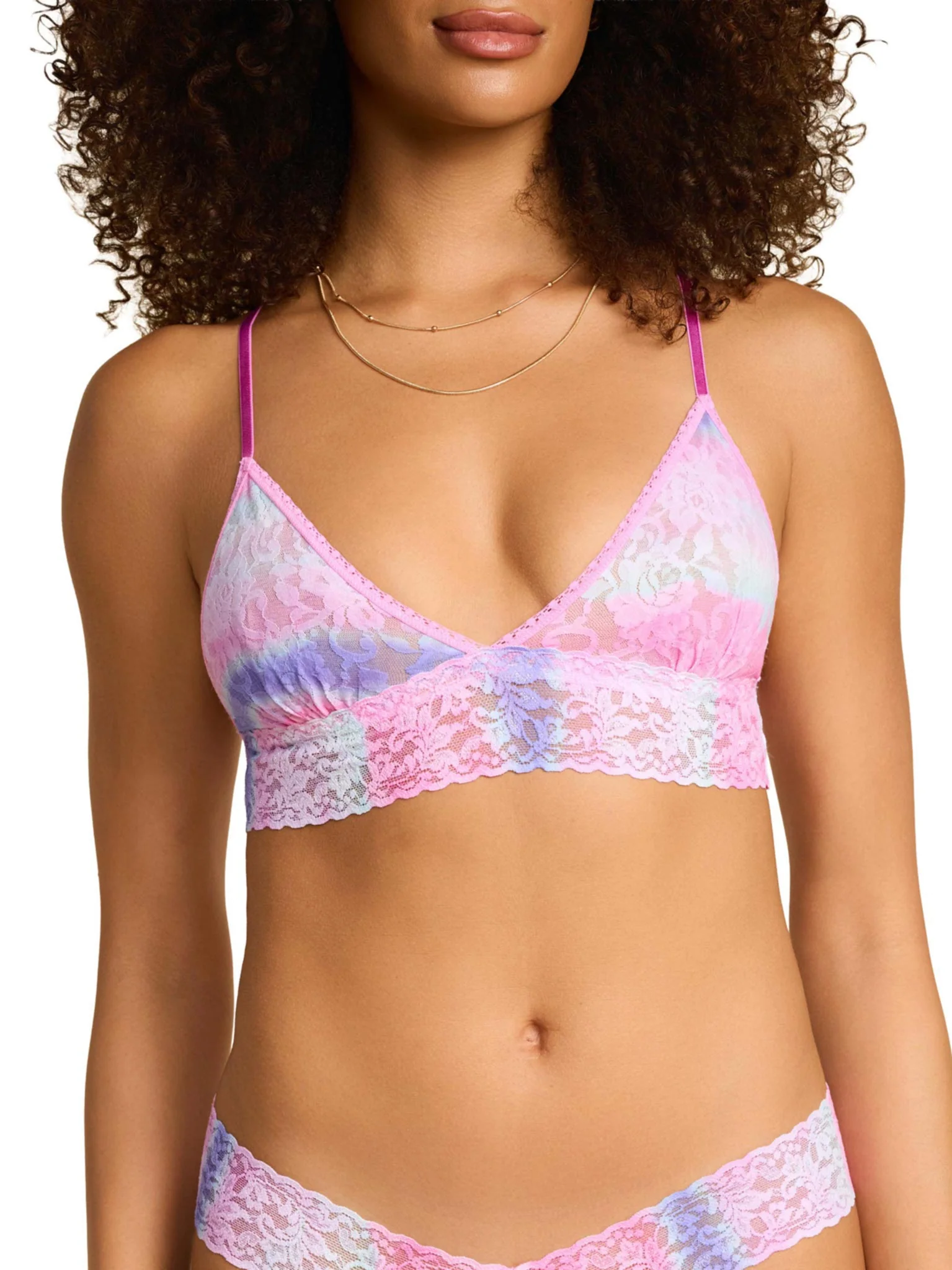 Printed Signature Lace? Padded Triangle Bralette Rem Pink Sale